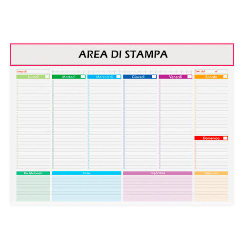 Planning Settimanale Rainbow A4